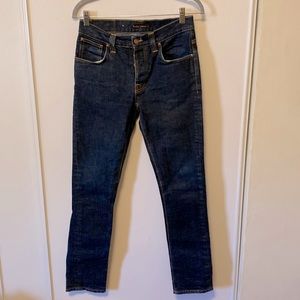 Classic Nudie Jeans, Grim Tim style, New Ink color, Straight Leg, Button Fly